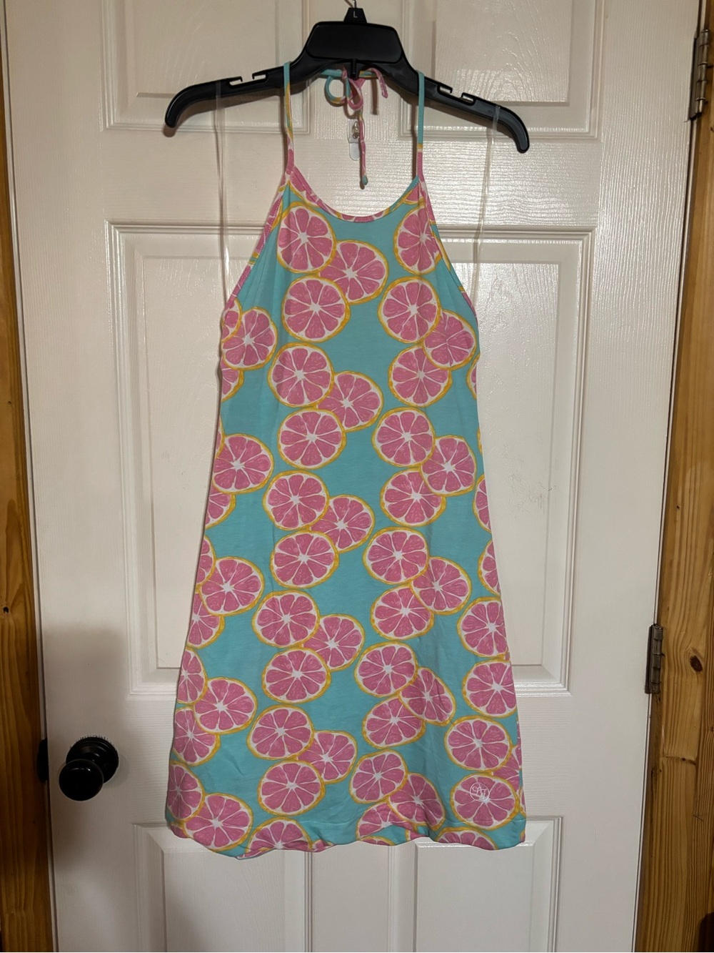 Lauren James Aqua and Pink Citrus Print Dress